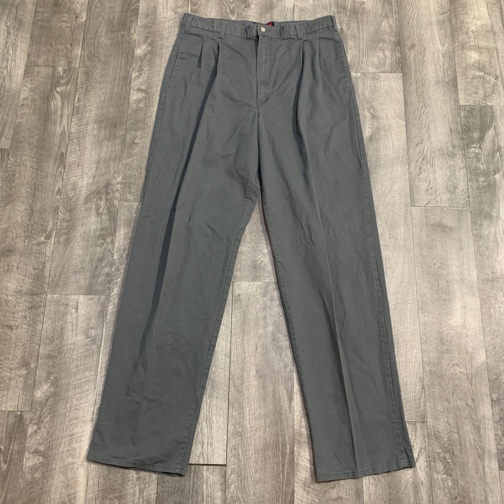 Mens Dress Pants Olive Green 100% Cotton Pleated 34x34 Classic Fit Jos A Bank